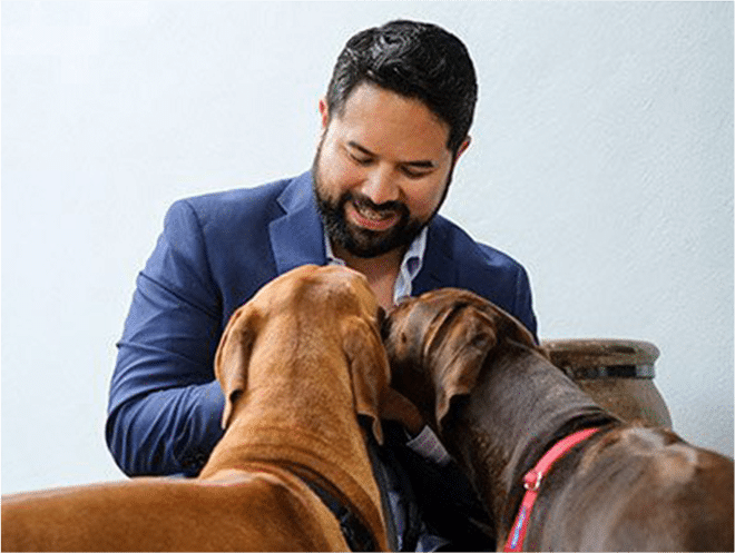 Ryan A Dehoyos With Two Beautiful Dogs | Houston Dog Bite Lawyer | DeHoyos Accident Attorneys